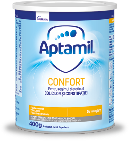 Lapte praf Aptamil Confort 400g, de la naștere