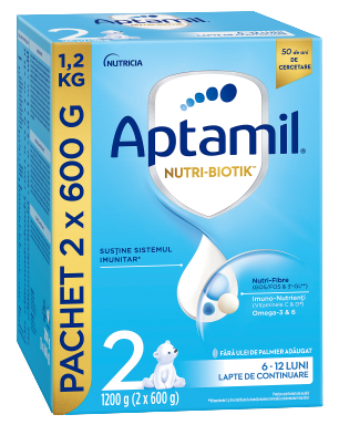 Lapte praf Aptamil<sup>®</sup> NUTRI-BIOTIK<sup>™</sup> 2, 1.200g, 6-12 luni
