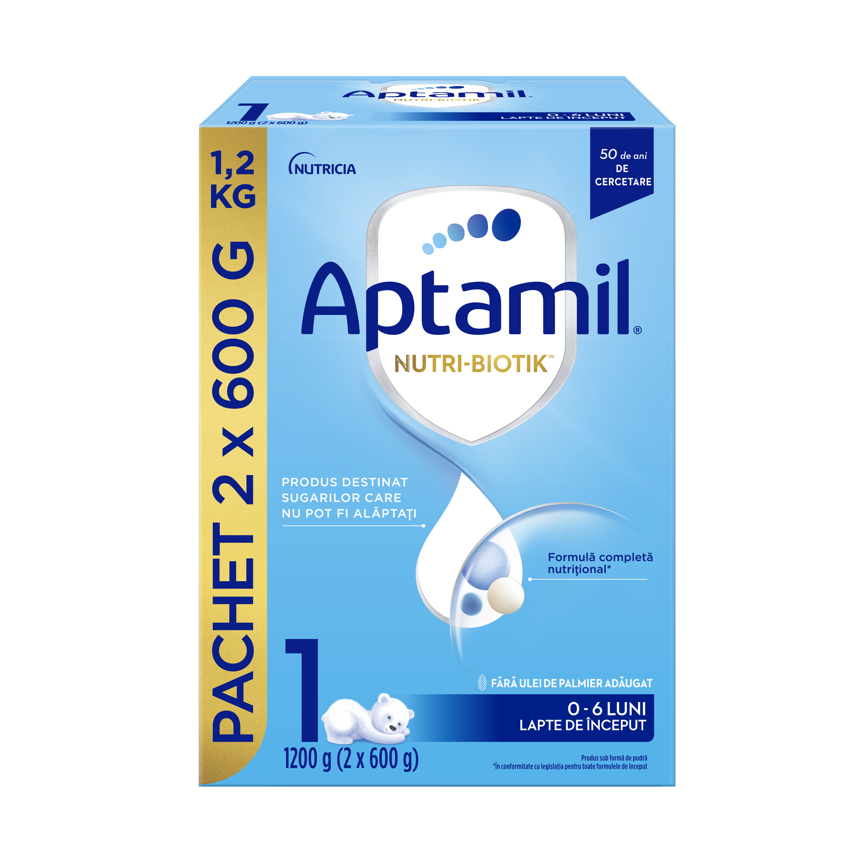 Lapte praf Aptamil® NUTRI-BIOTIK™ 1, 1.200g, 0-6 luni