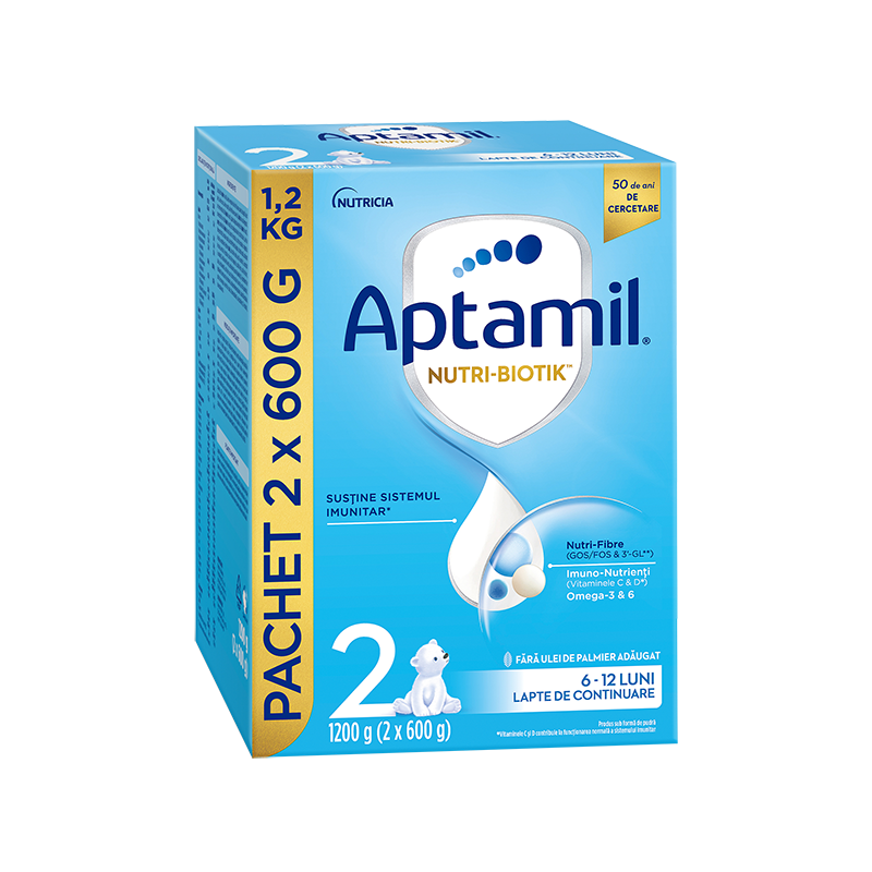 Lapte praf Aptamil® NUTRI-BIOTIK™ 2, 1.200g, 6-12 luni